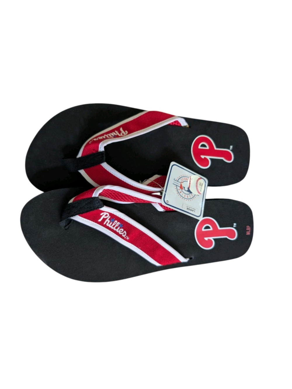Philadelphia Phillies mens canvas top flip flops size Large (9-10)